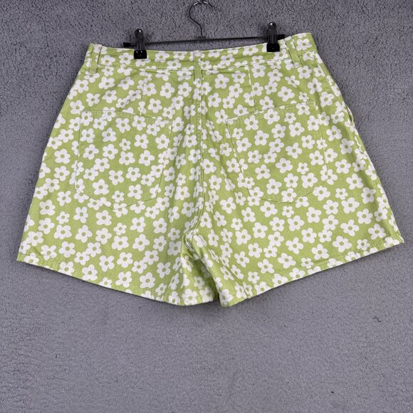 ASOS Short Womens Size 10 Green Daisy Print Slouchy Mom High Rise 5" Inseam - Picture 2 of 9